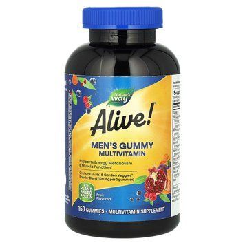 Мультивитамины для мужчин, Men's Gummy Multivitamin, Nature's Way, Alive!, фруктовый вкус, 150 жевательных конфет NWY-14066 фото