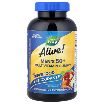 Мультивитамины для мужчин старше 50 лет, Alive! Men's 50+, Nature's Way, вкус фруктов, 150 жевательных таблеток NWY-14067 фото