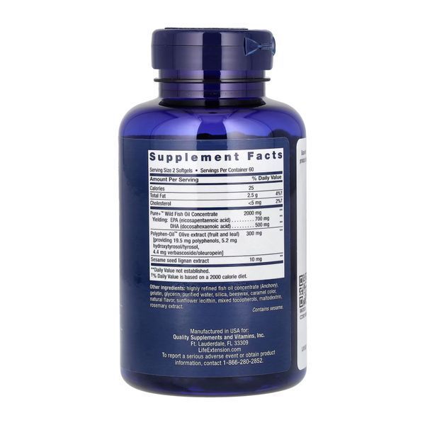 Super Omega-3 EPA/DHA Fish Oil Sesame Lignans & Olive Extract - 120 softgels 2022-10-1936 фото