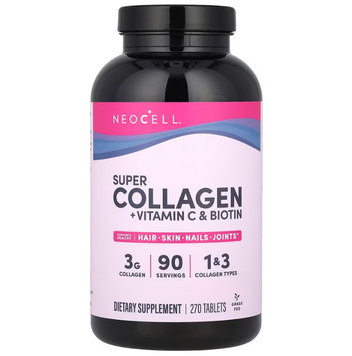 Колаген + вітамін С та біотин, Collagen, + Vitamin C & Biotin, NeoCell, супер, 270 таблеток NEL-13262 фото