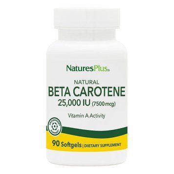Бета-каротин натуральный, Natural Beta Carotene, Nature's Plus, 25000 МЕ (7500 мкг), 90 гелевых капсул NAP-00963 фото