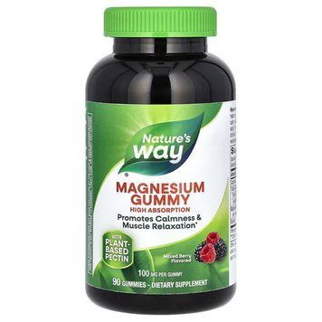 Магний цитрат, Magnesium Gummy, Nature's Way, со вкусом ягод, 100 мг, 90 жевательных конфет NWY-14602 фото