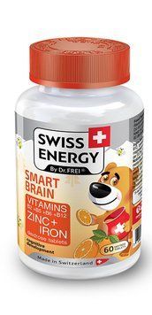 Мультивитамины для мозга, для детей от 3 лет, SMART BRAIN, Swiss Energy, без сахара, умственная активность и иммунитет, 60 жевательных таблеток SWE-32453 фото