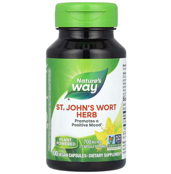 Зверобой, St. John's Wort, Nature's Way, трава, 700 мг, 100 вегетарианских капсул (350 мг в капсуле) NWY-17300 фото