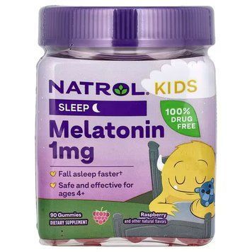 Мелатонин для детей от 4 лет, Kids, Melatonin Gummies, Natrol, со вкусом малины, 1 мг, 90 жевательных конфет NTL-07530 фото