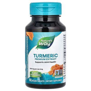 Куркума, Turmeric, Nature's Way, преміум екстракт, 500 мг, 60 веганських таблеток NWY-63100 фото