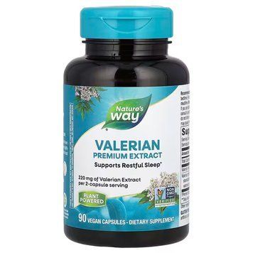 Валеріана, Valerian, Nature's Way, преміум екстракт, 220 мг, 90 веганських капсул (110 мг у капсулі) NWY-63400 фото