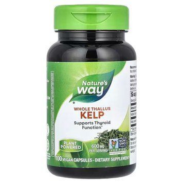 Ламінарія, Kelp, Whole Thallus, Nature's Way, 600 мг, 100 веганських капсул NWY-14500 фото