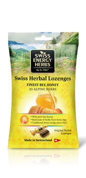 Леденцы от простуды, Herbal Lozenges Bag 20 herbs + Honey, Swiss Energy, от кашля, боли в горле и заложенности носа, 20 альпийский трав и горный мед, 12 травяных леденцов (55 г) SWE-32814 фото