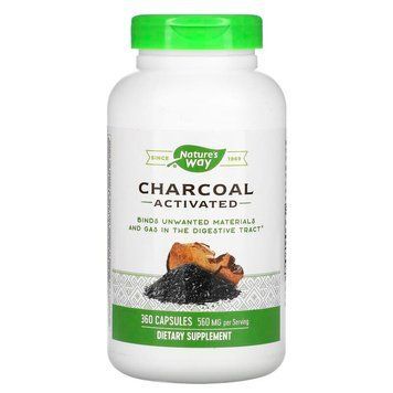 Активированный уголь, Charcoal Activated, Nature's Way, 280 мг, 360 капсул NWY-11950 фото
