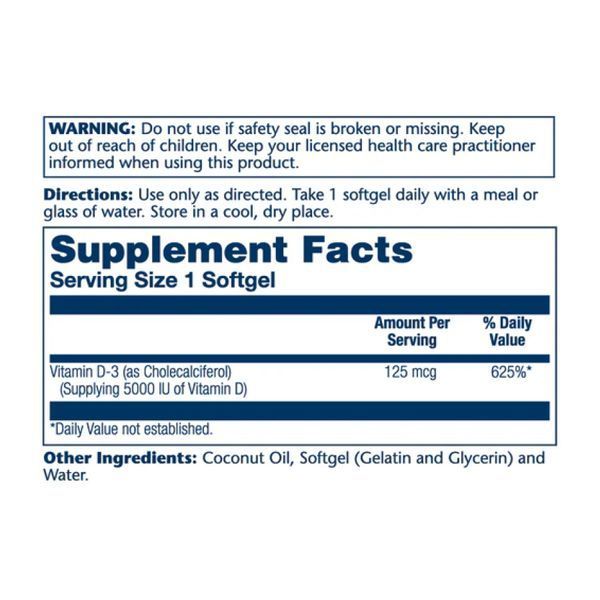 Super Bio Vit D-3 in Coconut 125mcg - 120 softgels 2023-10-3025 фото