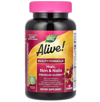 Витамины для волос, кожи и ногтей с коллагеном, Skin, Nails, Hair with Collagen, Nature's Way, клубника, 60 жевательных конфет NWY-11973 фото