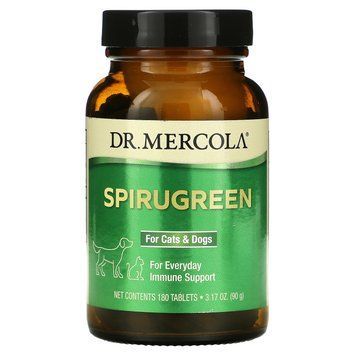 Иммунная защита животных, SpiruGreen, Dr. Mercola, для кошек и собак, 180 таблеток (90 г) MCL-01237 фото