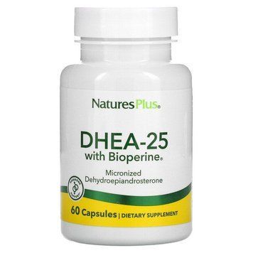 ДГЭА-25 с биоперином, DHEA-25 With Bioperine, Nature's Plus, 60 вегетарианских капсул NAP-04968 фото