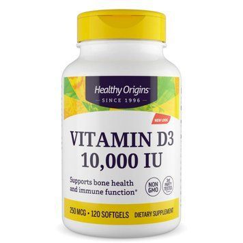 Витамин D3 с маслом МСТ, Vitamin D3, Healthy Origins, 10000 МЕ, 120 гелевых капсул HOG-15396 фото