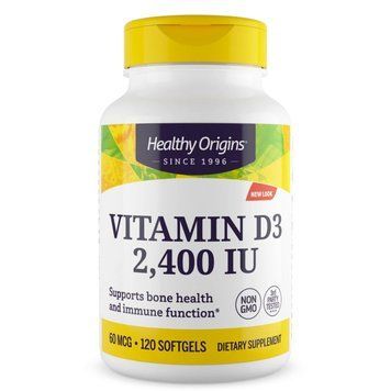 Витамин D3 с маслом МСТ, Vitamin D3, Healthy Origins, 2400 МЕ, 120 гелевых капсул HOG-15398 фото