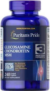 Глюкозамін хондроїтин і МСМ, Glucosamine, Chondroitin & MSM -3 Per Day Formula, Puritan's Pride, 240 каплет PTP-27814 фото