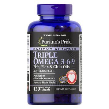 Maximum Strenght Triple Omega 3-6-9 Fish Flax and chia Oils - 120soft 100-59-2111594-20 фото