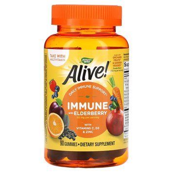 Вітаміни для імунітету, Alive! Immune Gummies, Nature's Way, 90 жувальних таблеток NWY-10484 фото