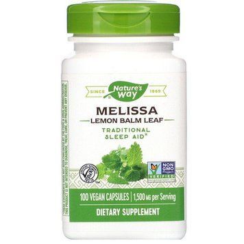 Мелисса, Melissa, Nature's Way, лимонный бальзам, 1500 мг, 100 веганских капсул (500 мг в капсуле) NWY-14650 фото