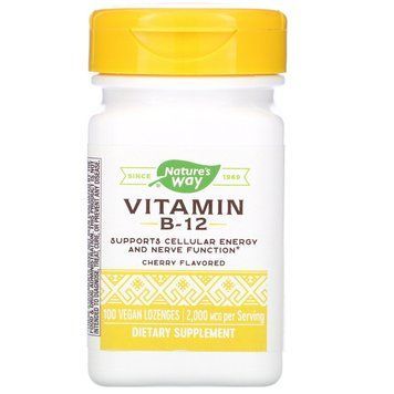 Витамин В12, Vitamin B-12, Nature's Way, вкус вишни, 2000 мкг, 100 леденцов NWY-40440 фото