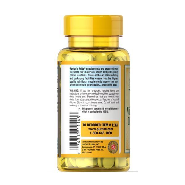 Vitamin D3 10 mcg (400 IU) - 100 tabs 2023-10-2466 фото