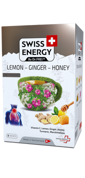 Чай от простуды, Herbal tea LEMON - GINGER - HONEY, Swiss Energy, от кашля, боли в горле и заложенности носа, альпийские травы, лимон, имбирь и мед, 8 пакетиков SWE-15801 фото