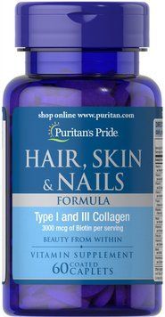 Формула для волос, кожи, ногтей, Hair Skin Nails Formula, Puritan's Pride, 60 каплет PTP-17580 фото