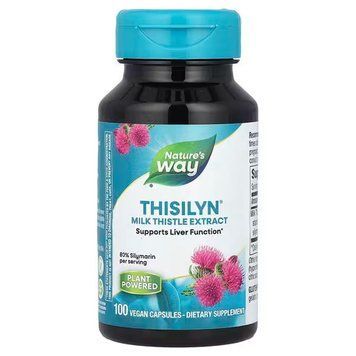 Поддержка печени, Thisilyn&reg;, Milk Thistle Extract, Nature's Way, экстракт расторопши пятнистой, 100 веганских капсул NWY-06958 фото