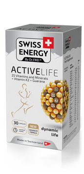 Витамины и минералы с гуараной, ACTIVELIFE 25 Vitamins and Minerals+Vitamin K2+Guarana, Swiss Energy, 30 капсул SWE-32419 фото