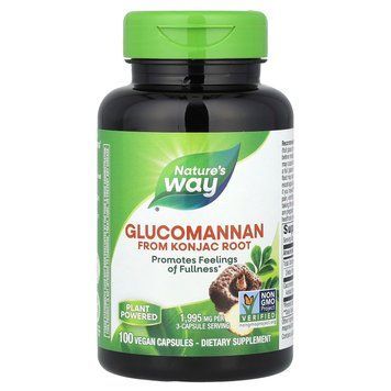 Глюкоманнан коньяка, Glucomannan from Konjac RootGlucomannan Konjac, Nature's Way, 1995 мг, 100 веганских капсул (665 мг на капсулу) NWY-13675 фото