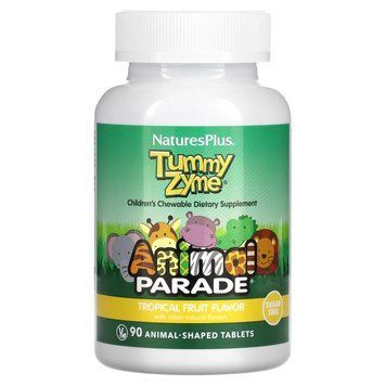 Ферменты с пробиотиками Tummy Zyme, Enzymes & Probiotics, Nature's Plus, Animal Parade, для детей, вкус тропических фруктов, 90 таблеток в форме животных NAP-29947 фото