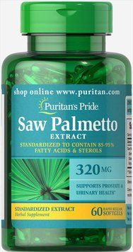 Со Пальметто, Saw Palmetto, Puritan's Pride, стандартизований екстракт, 320 мг, 60 гелевих капсул PTP-10293 фото
