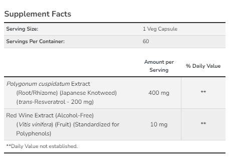 Resveratrol 200 mg - 60 vcaps 2022-10-0106 фото