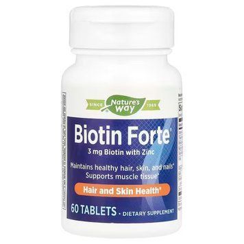 Біотин форте з цинком, Biotin Forte&reg; with Zinc, Nature's Way, 3 мг, 60 таблеток EMT-10981 фото