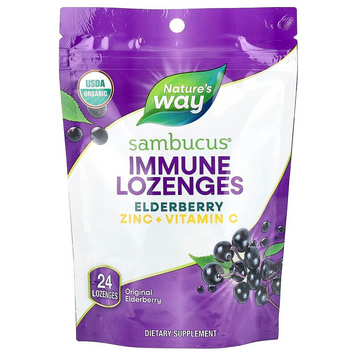 Черная бузина, поддержка иммунитета, Sambucus Elderberry, Nature's Way, органик, 24 леденца NWY-10220 фото