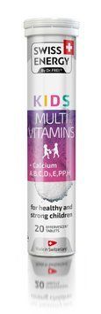 Мультивитамины с кальцием, для детей от 7 лет, KIDS Multivitamins + Calcium CH, Swiss Energy, для роста и развития, 20 растворимых таблеток SWE-32302 фото