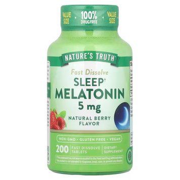 Мелатонин для сна, Sleep Melatonin, Nature's Truth, вкус ягод, 5 мг, 200 быстрорастворимых таблеток NTH-12241 фото