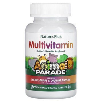 Мультивитамины и минералы для детей, Multi-Vitamin & Mineral Supplement, Nature's Plus, с разными вкусами, 90 таблеток в форме животных NAP-29980 фото