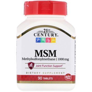 Метилсульфонилметан МСМ, MSM, 21st Century, 1000 мг, 90 таб. CEN-21720 фото