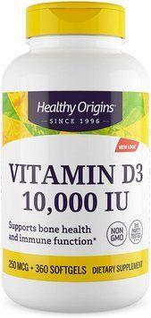 Витамин D3, Vitamin D3, Healthy Origins, 10 000 МЕ, 360 гелевых капсул HOG-15356 фото