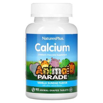 Жевательный кальций для детей, Chewable Calcium, Nature's Plus, Animal Parade, вкус ванили, 90 таблеток NAP-29996 фото