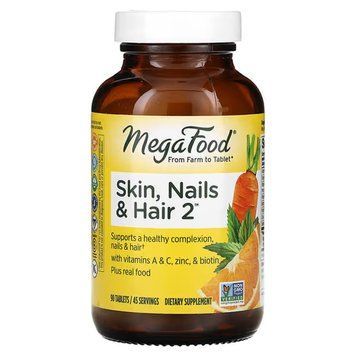 Витамины для волос, кожи и ногтей, Skin, Nails & Hair 2, MegaFoods, 90 таблеток MGF-10281 фото
