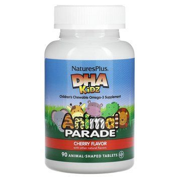 Рыбий жир для детей, DHA for Kids, Nature's Plus, Animal Parade, вишневый вкус, 90 жевательных конфет NAP-29999 фото
